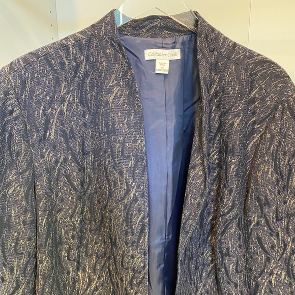 Coldwater Creek | Purple Shimmer Jacquard Blazer 2 - Picture 3 of 8